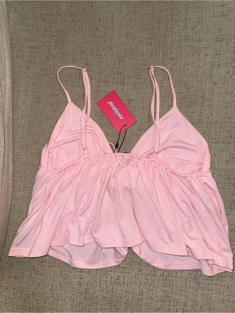 Edikted Light Pink V-Neck Spaghetti Strap Top - Picture 2 of 2
